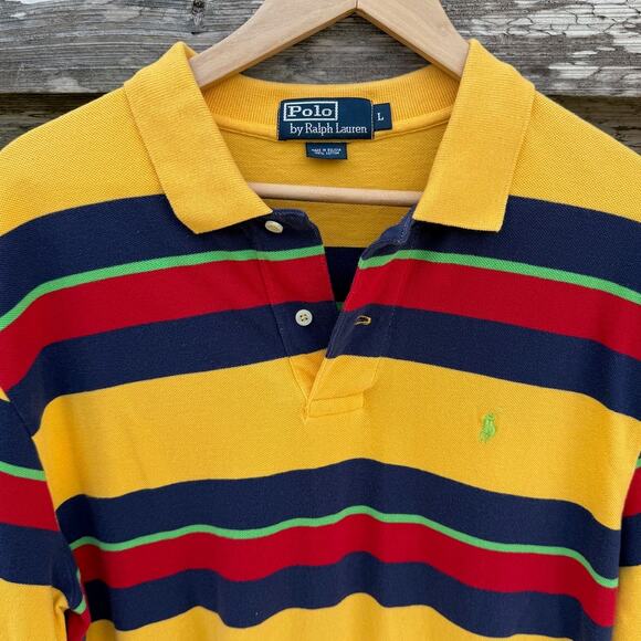 Polo Ralph Lauren Yellow blue red long sleeve shirt Size Large - Picture 4 of 5